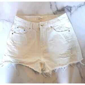 Elan Denim Shorts Womens Small White Distressed Cutoff Frayed Hem Summer JE3102